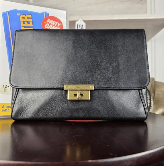 FOSSIL Black Genuine Leather Memoir Diary Clutch SL4317 - Picture 2 of 12